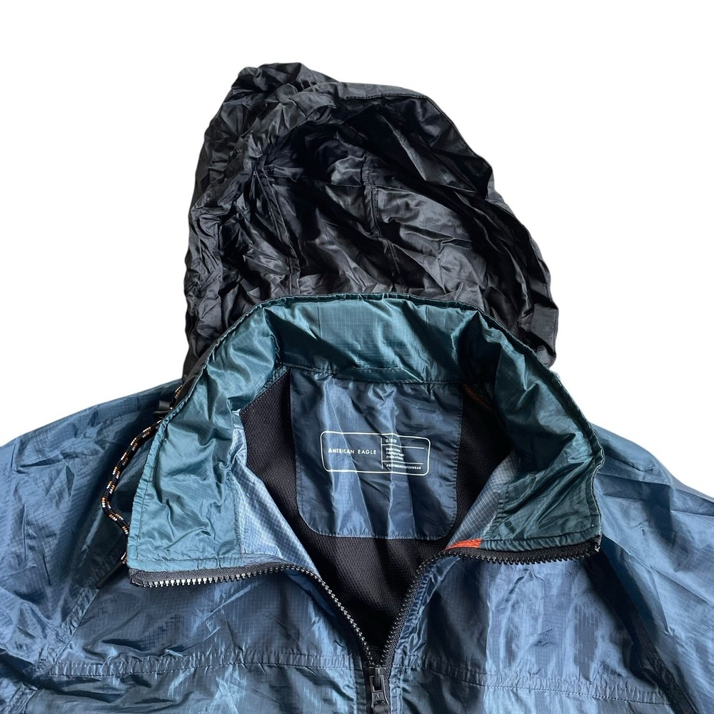 American Eagle Performance mens size small hooded windbreaker ombre orange blue - Picture 4 of 6